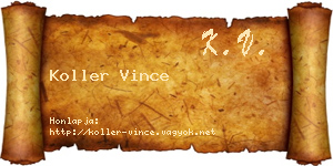 Koller Vince névjegykártya